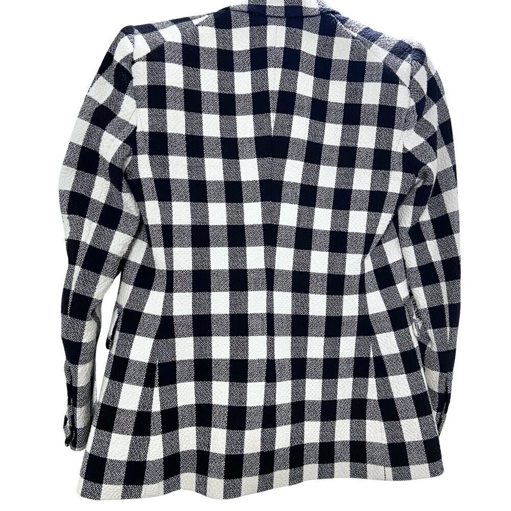 Veronica Beard Miller Dickey Tweed Blazer Black White Gingham Double Breast Sz 0 - Picture 6 of 15